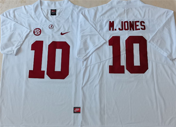 Men's Alabama Crimson Tide #10 Mac Jones Nike White Football Jersey
