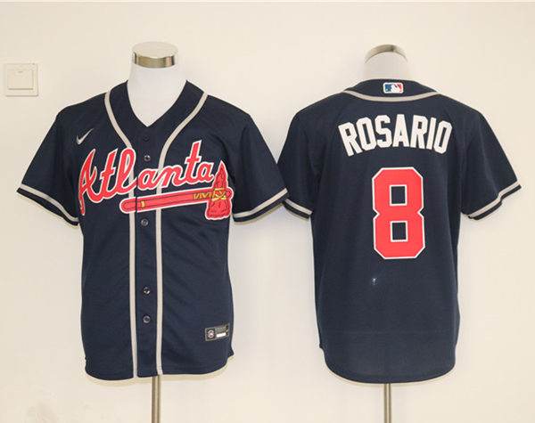 Mens Atlanta Braves #8 Eddie Rosario Nike Navy Alternate Cool Base Jersey