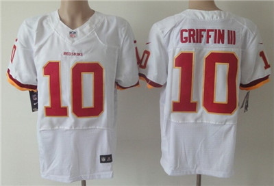 Men's Washington Redskins #10 Robert Griffin III White Nik Elite Jersey