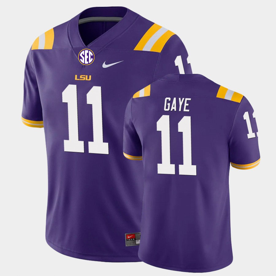 Men's LSU Tigers #11 Ali Gaye Purple Nike College Football Game Jersey