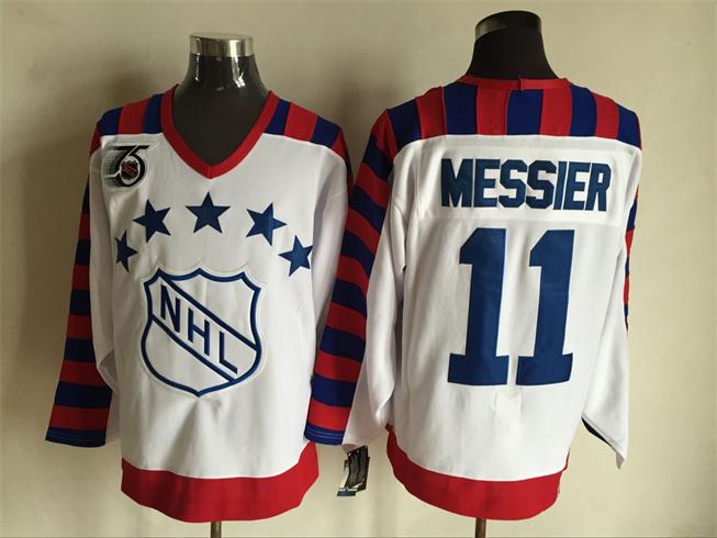 Men's #11 Mark Messier White With 75TH Patch 1992 Wales 