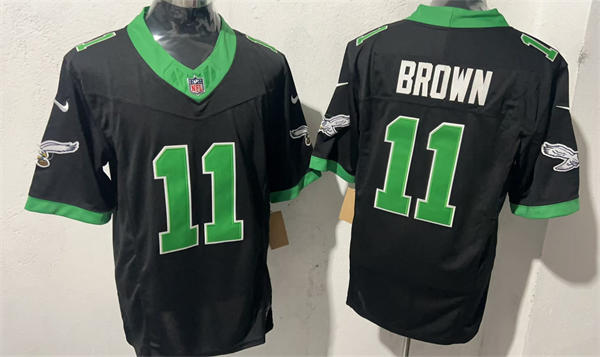 Mens Philadelphia Eagles #11 A. J. Brown 2023 Nike Black 1996 Retro Jersey