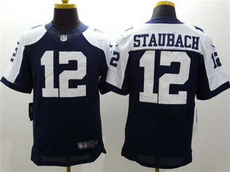 Men's Dallas Cowboys #12 Roger Staubach Blue Thanksgiving Nik Elite Jersey