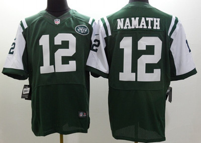 Men's New York Jets #12 Joe Namath Green Nik Elite Jersey