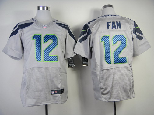 Men's Nike Elite Jersey  Seattle Seahawks #12 Fan Silvery