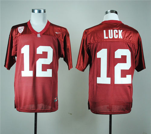 Men's Standford Cardinals #12 Andrew Luck PAC 12 Red Nike College Football Jersey