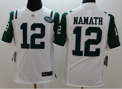 Men's New York Jets #12 Joe Namath White Nik Elite Jersey