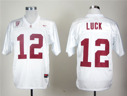 Men's Standford Cardinals #12 Andrew Luck PAC 12 White Nike College Football Jersey