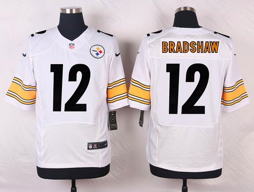 Men's Pittsburgh Steelers #12 Terry Bradshaw White Nik Elite Jersey