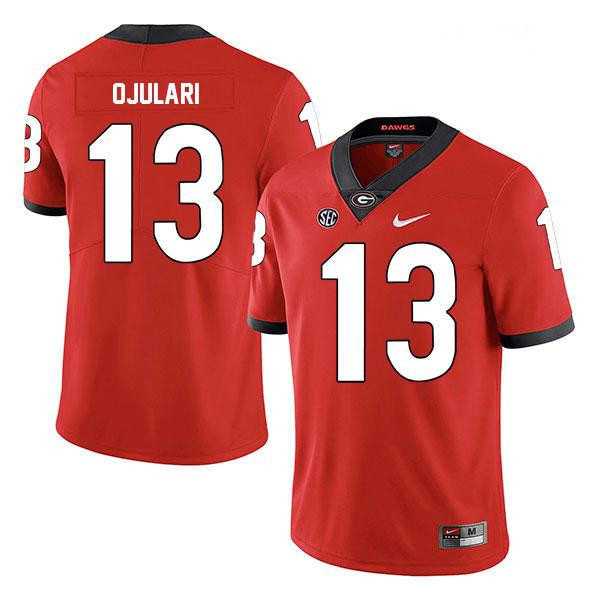 Youth Georgia Bulldogs #13 Azeez Ojulari Red Nike College Football Game Jersey