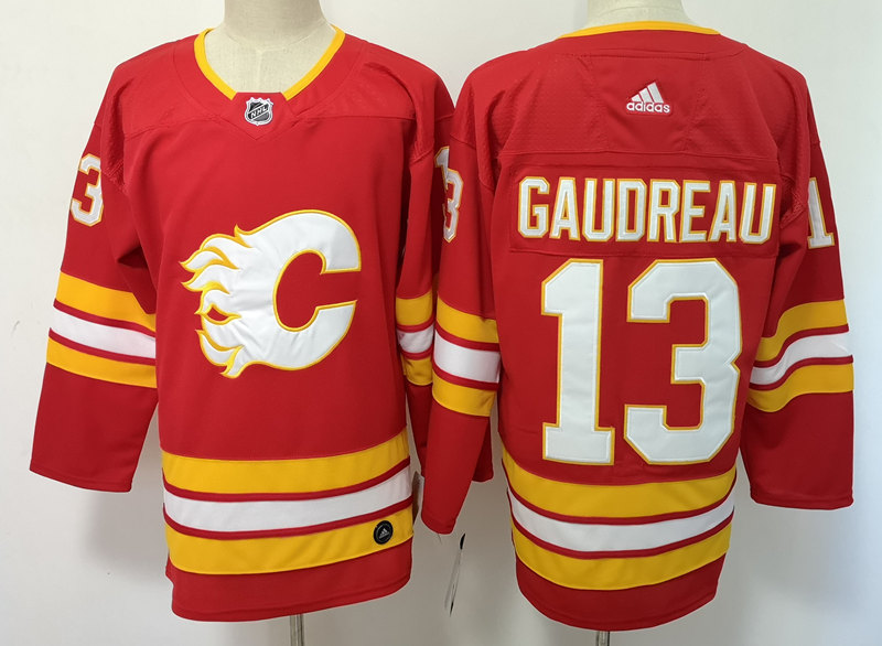 Men's Calgary Flames #13 Johnny Gaudreau Adidas Home Red Premier Hockey Jersey