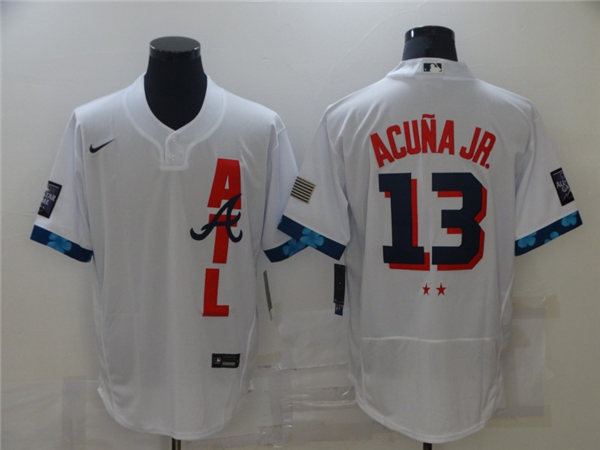 Mens Atlanta Braves #13 Ronald Acuna Jr Nike Nike White 2021 MLB All-Star Game Jersey