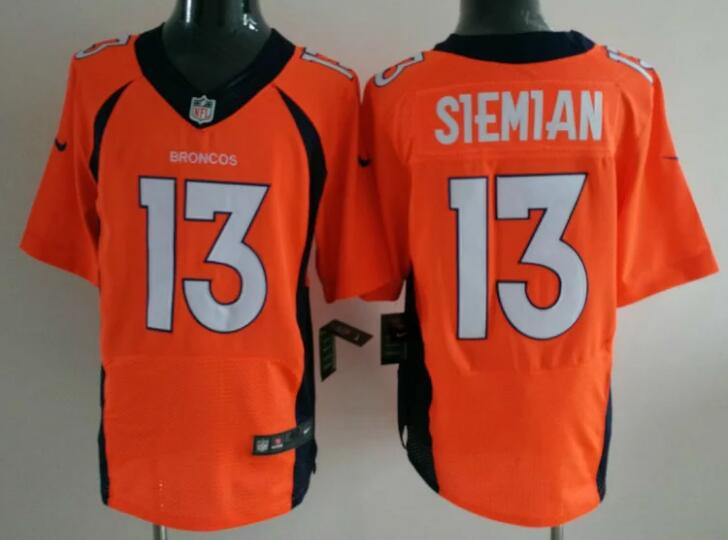 Men's Denver Broncos #13 Trevor Siemian Orange Team Color Stitched NFL Nike Elite Jersey