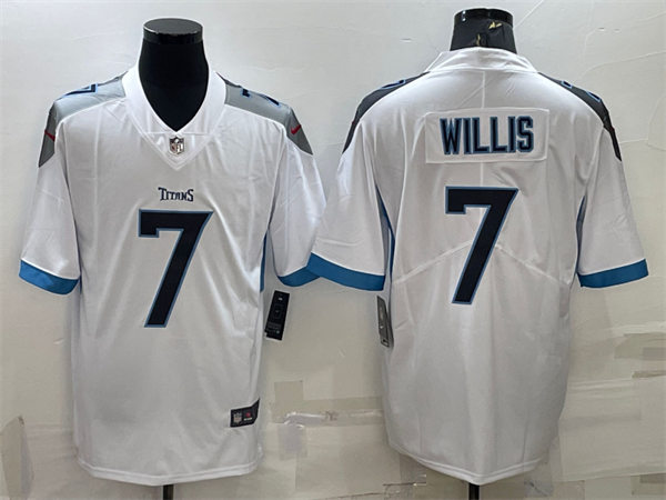 Mens Tennessee Titans #7 Malik Willis Nike White Away Vapor Limited Jersey