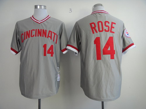 Mitchell & Ness Cincinnati Reds #14 Pete Rose 1976 Gray  Pullover Jersey