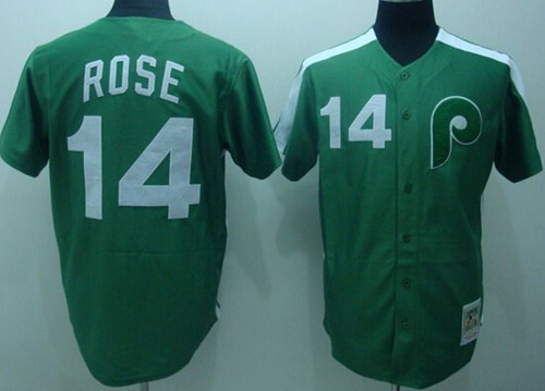 Men's Philadelphia Phillies #14 Pete Rose 1976 Green Mitchell & Ness Jersey