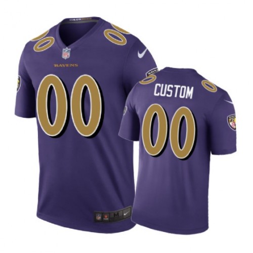Youth Custom Baltimore Ravens Nike Purple Color Rush Game Personal Kid's Football Jersey