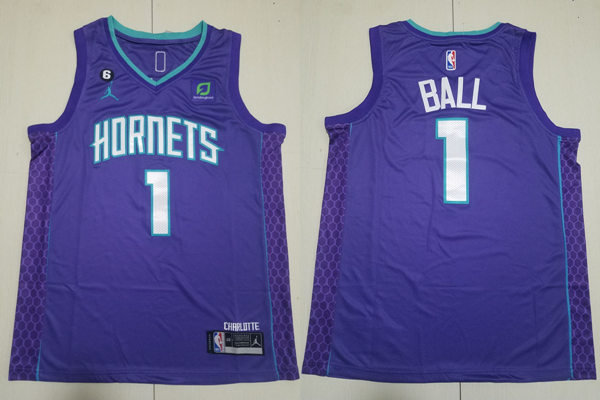 Mens Charlotte Hornets #1 LaMelo Ball 2022-23 Purple Statement Edition Jersey