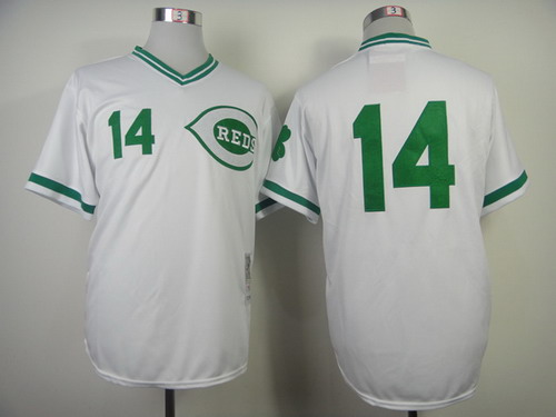 Cincinnati Reds #14 Pete Rose White St. Patrick Green Throwback Jersey
