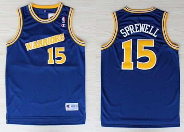 Mens Golden State Warriors #15 Latrell Sprewell Royal Mitchell & Ness 1993-94 Hardwood Classics Throwback Jersey