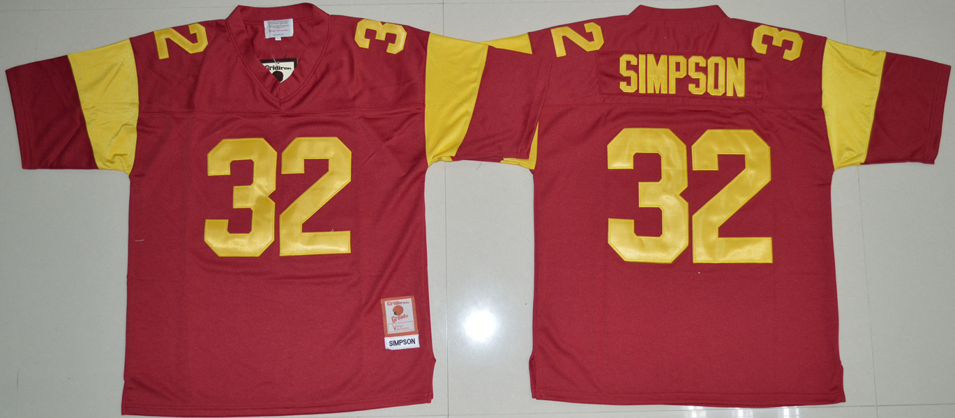 Men's USC Trojans #32 O.J. Simpson Red Nike Vintage NCAA College Football Jersey
