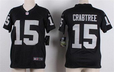 Youth Oakland Raiders #15 Michael Crabtree Nike Black Game Jersey