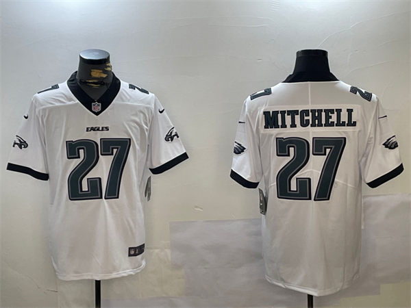 Mens Philadelphia Eagles #27 Quinyon Mitchell Nike White Vapor Limited Player Jersey