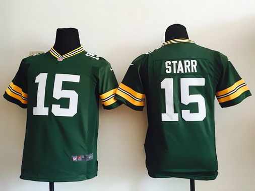 Youth Green Bay Packers #15 Bart Starr Green Retired Player NFL Nike Game Jersey
