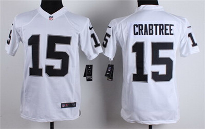 Youth Oakland Raiders #15 Michael Crabtree Nike White Game Jersey