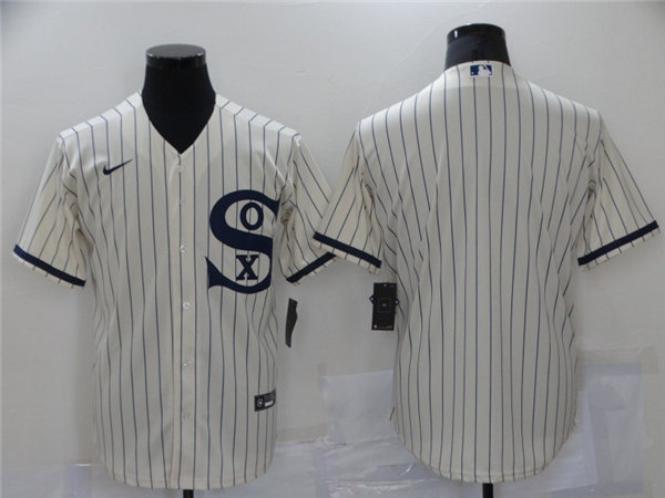 Mens Chicago White Sox Blank Nike White PIN STRIPE 2021 Field of Dreams Jersey