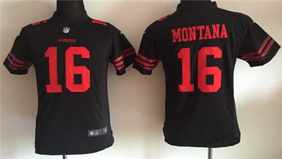 Youth San Francisco 49ers #16 Joe Montana 2015 Nike Black Game Jersey