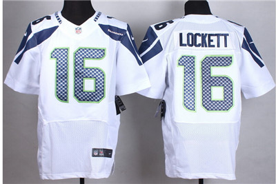 Men's Seattle Seahawks #16 Tyler Lockett Home White Nike Elite Jersey