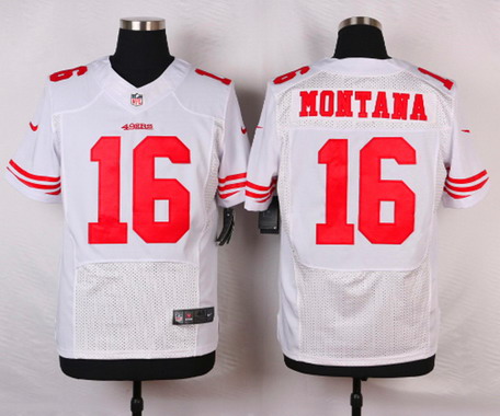 Mens San Francisco 49ers Retired Player #16 Joe Montana  White Nik Elite Jersey