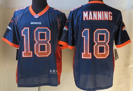 Men's Denver Broncos #18 Manning Nik Drift Fashion Blue Elite Jersey