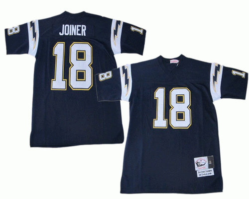Mens San Diego Chargers #18 Charlie Joiner Navy Blue NFL Throwback Football Jersey