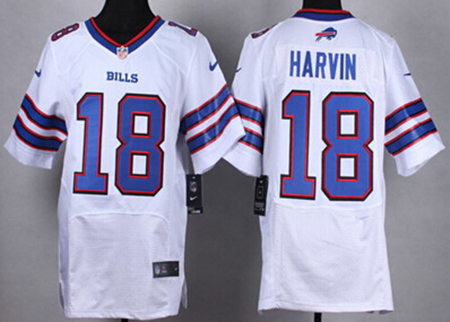 Men's Buffalo Bills #18 Percy Harvin White Nike Elite Jersey
