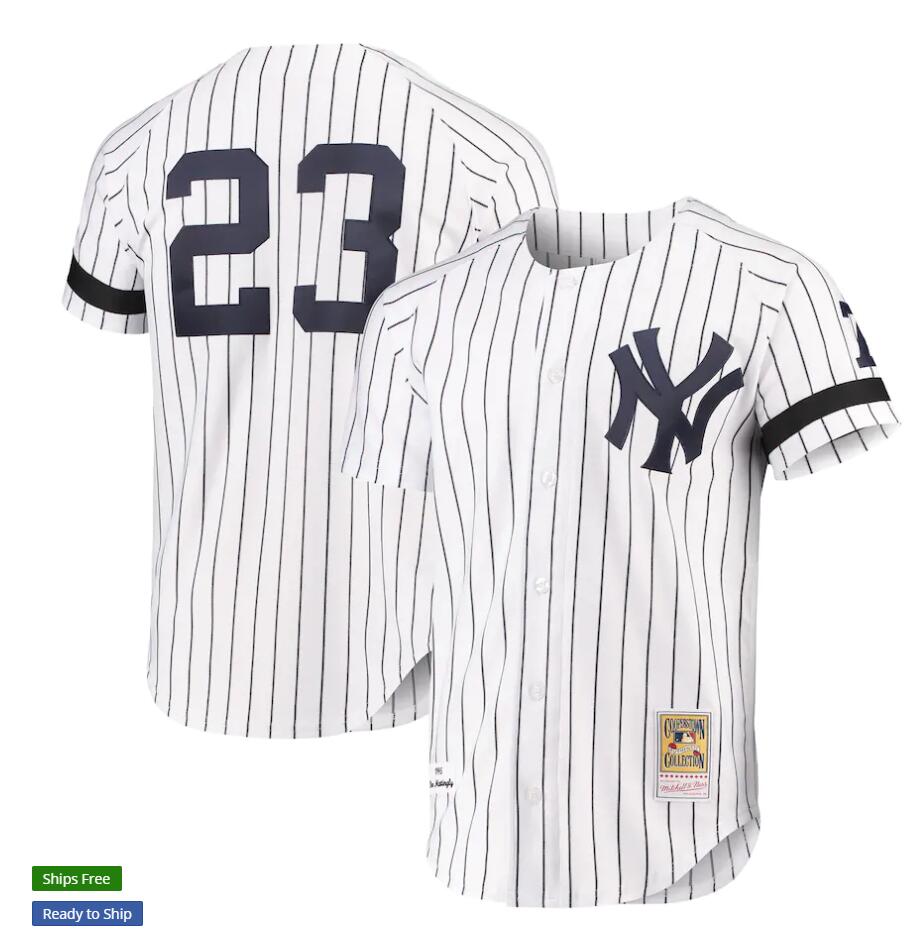 Mens New York Yankees Retired Player #23 Don Mattingly 1995 White Home Mitchell & Ness Cooperstown Collection Jersey