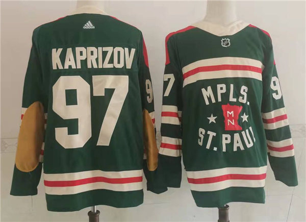 Mens Minnesota Wild #97 Kirill Kaprizov Adidas Green 2022 Winter Classic State of Hockey Jersey