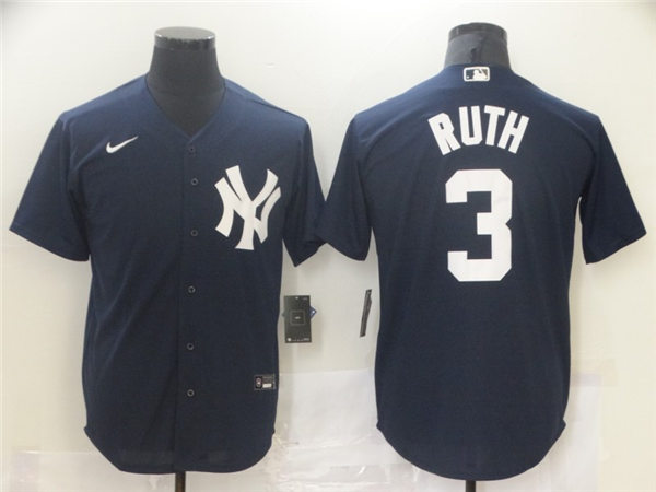 Mens New York Yankees Retired Player #3 Babe Ruth Nike Navy Alternate Cool Base Jersey