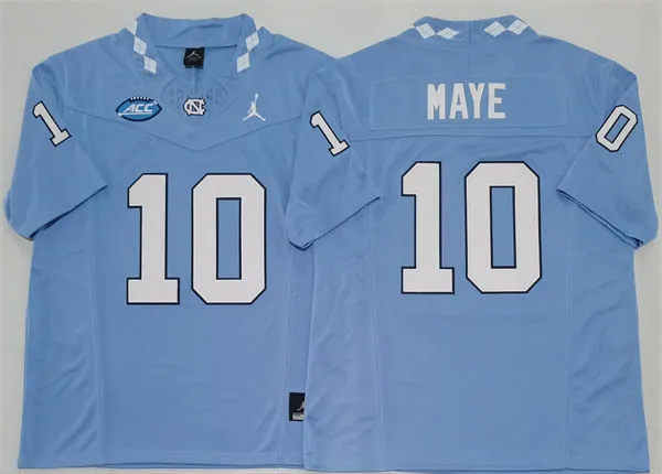 Mens North Carolina Tar Heels #10 Drake Maye Carolina Blue College Football Game Jersey
