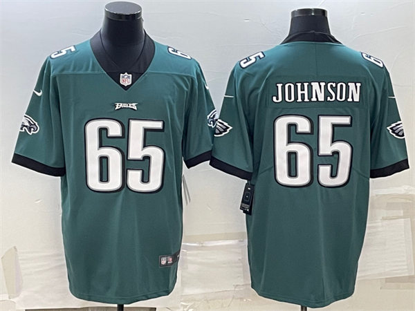 Mens Philadelphia Eagles #65 Lane Johnson Nike Midnight Green Vapor Limited Jersey