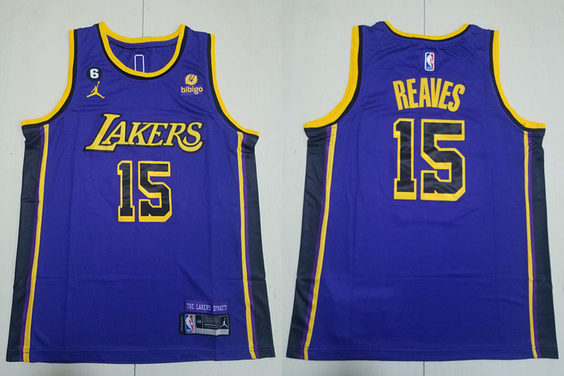 Mens Los Angeles Lakers #15 Austin Reaves 2022-23 New Uniform Purple Statement Edition Jersey