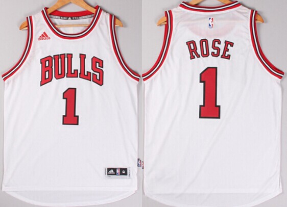 Men's Chicago Bulls #1 Derrick Rose Revolution 30 Swingman 2015 White Jersey