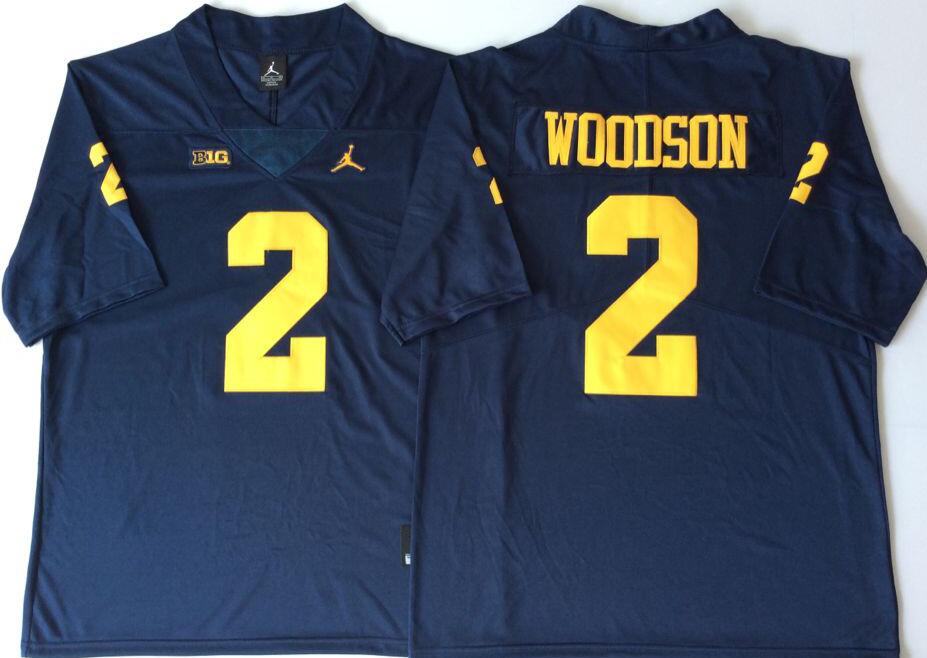 Womens Michigan Wolverines #2 Charles Woodson Navy Jordan Brand Stitched College Football Jersey
