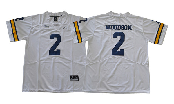 Womens Michigan Wolverines #2 Charles Woodson White Jordan Brand Stitched College Football Jersey