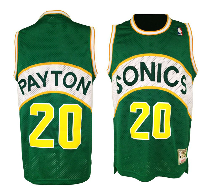 Youth Seattle SuperSonics #20 Gary Payton Green Yellow Hardwood Classics Swingman Jersey