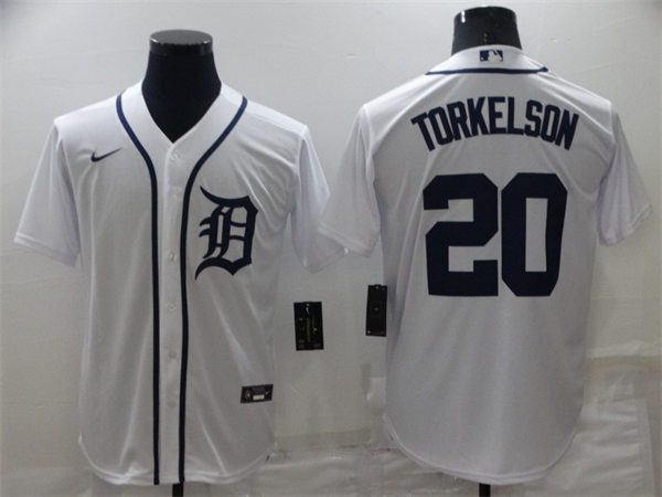 Men's Detroit Tigers #20 Spencer Torkelson Nike White Home CoolBase Jersey