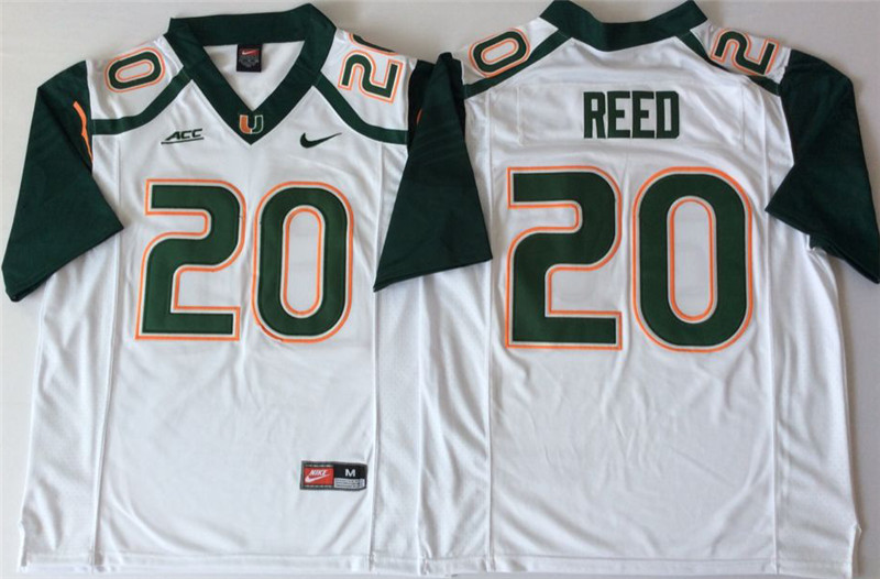 Men's Miami Hurricanes #20 Ed Reed Nike White Limited Throwback Football Jersey