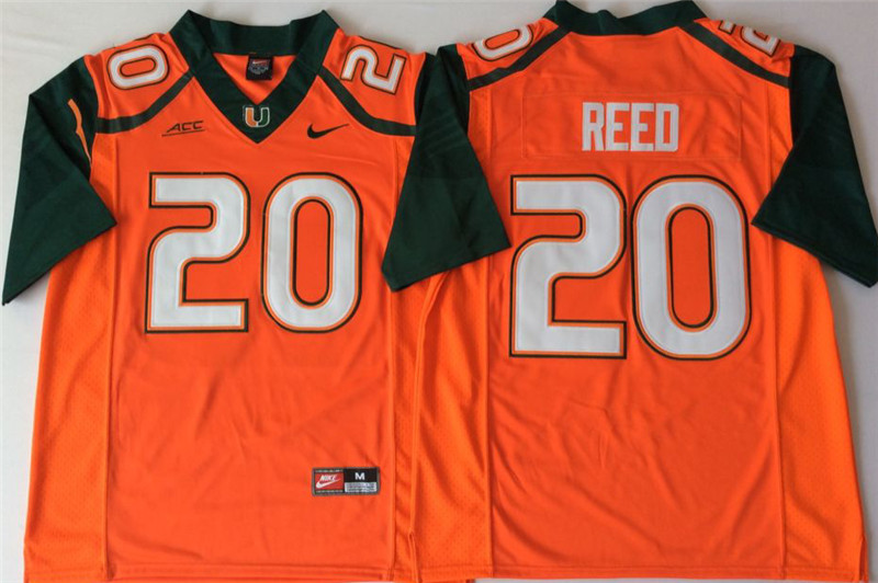 Men's Miami Hurricanes #20 Ed Reed Nike Orange Limited Throwback Football Jersey