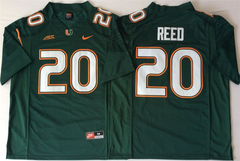 Men's Miami Hurricanes #20 Ed Reed Nike Green Limited Throwback Football Jersey